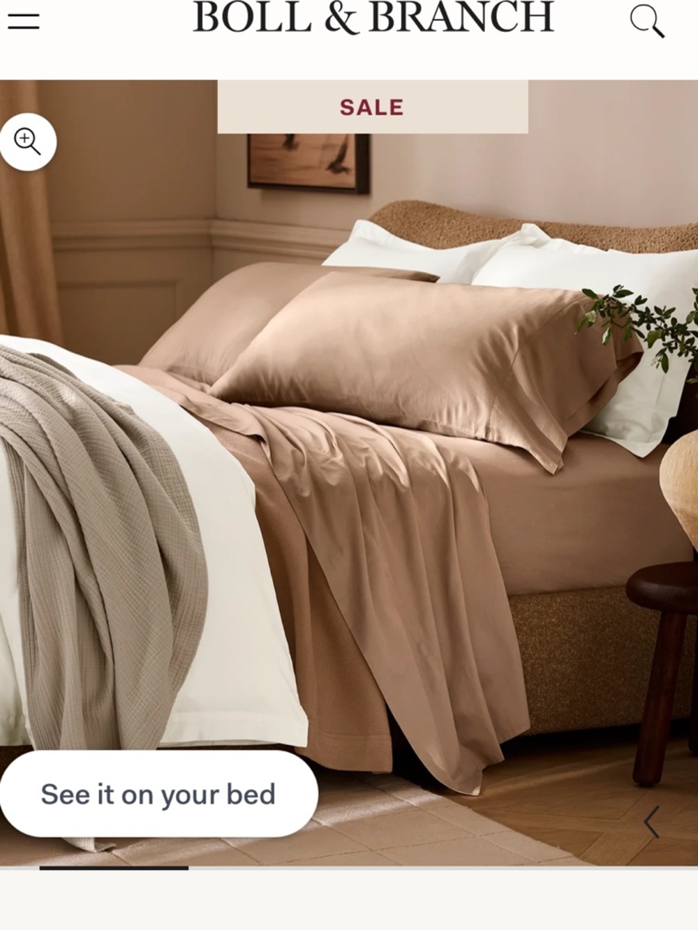 Boll & Branch Signature Hemmed Sheet Set Camel Queen NWT Organic Cotton